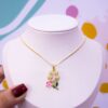 20026 - Collar armado girasol con flor rosa