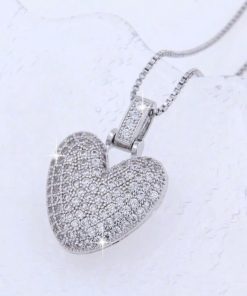 21002-1 Collar armado corazon plateado
