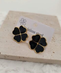 80054 - Zarcillos acero dorado flor