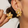 80142 - Zarcillos acero dorado