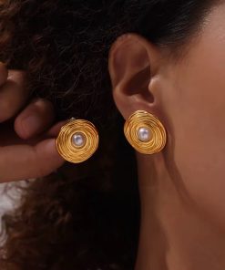 80145 - Zarcillos acero dorado