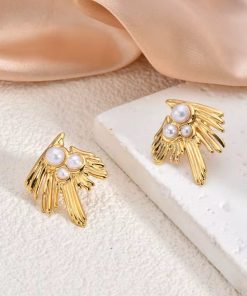 80153 - Zarcillos acero dorado piedra