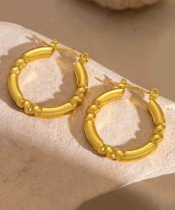 80129 - Zarcillos acero dorado