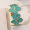 41174-2 Pulsera acero dorada flor turquesa
