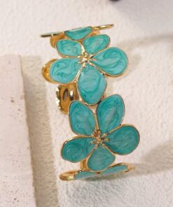 41174-2 Pulsera acero dorada flor turquesa