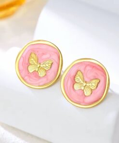 80081-4 Zarcillos acero mariposa rosado
