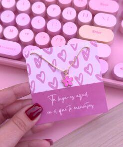 20051 - Collar armado flor rosado