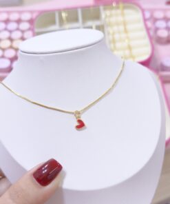 20083-1 Collar armado corazon mini rojo