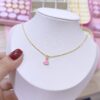 20083-2 Collar armado corazon mini rosado
