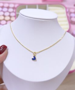 20083-4 Collar armado corazon mini azul rey