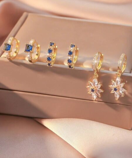80429 - Set 3 Zarcillos dorado con cristales