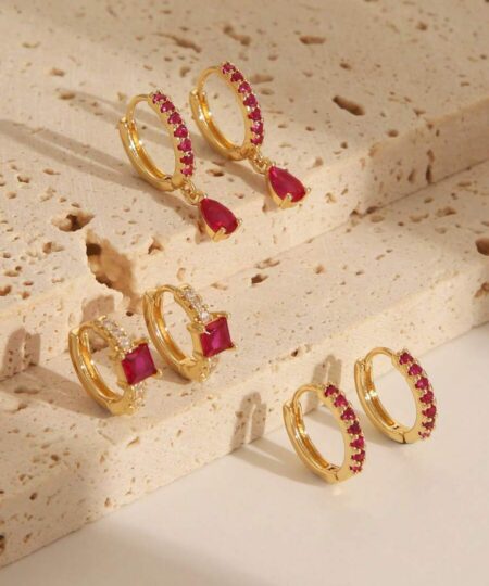 80432 - Set 3 Zarcillos dorado con cristales