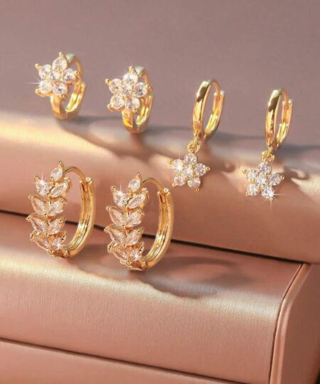 80439 - Set 3 Zarcillos dorado con cristales
