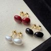 80462 - Set 3 par perlas  blanco vinotinto rojo