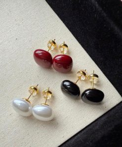 80462 - Set 3 par perlas  blanco vinotinto rojo