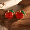 80136 - Zarcillos acero manzana rojo