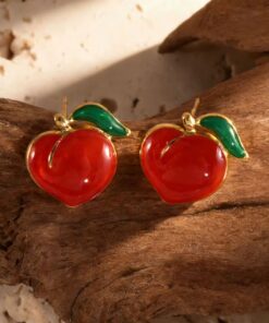 80136 - Zarcillos acero manzana rojo