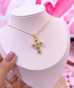 20146 - Collar armado cruz cristal Azul