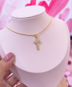 20178 - Collar armado cruz multi cristal