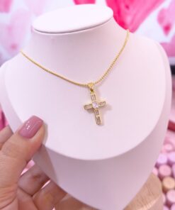 20177 - Collar armado Cruz con cristal en medio