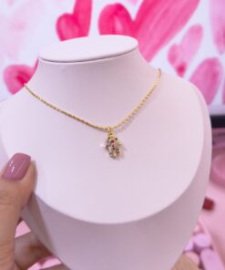 20183 - Collar armado mano con cristales de colores