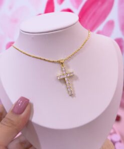 20182 - Collar armado cruz con cristales