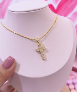 20198 - Collar armado cruz con cristales