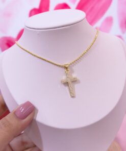 20199 - Collar armado cruz con cristales