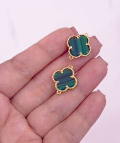 20204-7 Dije Trebol conector verde marmoleado