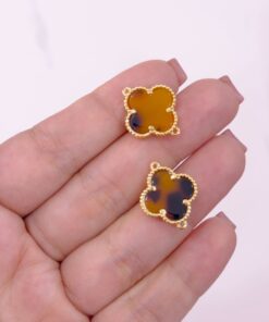 20204-2 Dije Trebol conector marron marmoleado