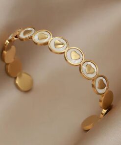 41024 - pulsera acero multi corazon con nacar