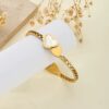 41035 - Pulsera Acero Bi Corazon nacar