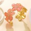 41174-3 Pulsera acero dorada flor salmon