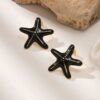 80110-3 Zarcillos acero esmaltado estrella negro
