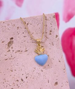 20053 - Collar armado corazon esmaltado azul