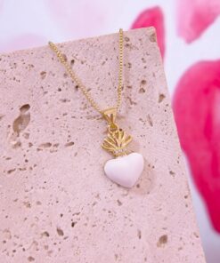 20049 - Collar armado corazon esmaltado blanco