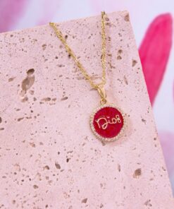 20075 - Collar armado dios esmaltado con cristales rojo