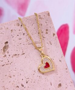 20124 - Collar armado corazon con cristal rojo