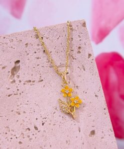 20158 - Collar armado flor doble amarillo