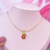 20136 - Collar armado flor 5 petalos rojo