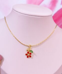 20136 - Collar armado flor 5 petalos rojo