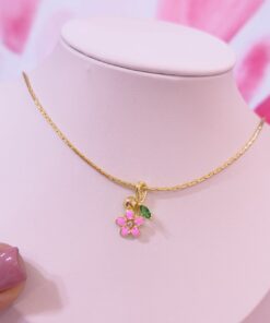 20135 - Collar armado flor 5 petalos rosado