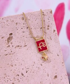 20032 - Collar armado fe escapulario con corazon esmaltado rojo