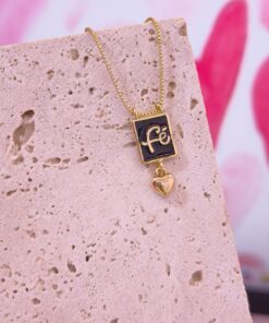 20034 - Collar armado fe escapulario con corazon esmaltado negro