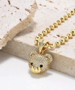 21045-1 Collar armado cabeza oso dorado