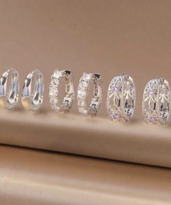 80441 - Set 3 Zarcillos plateados con cristales rosado