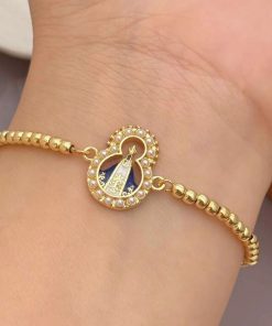 41086-1 Pulsera balines virgen con perlas