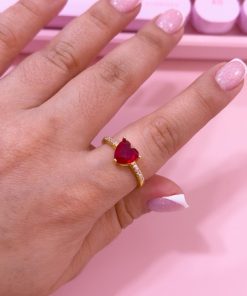 30024 - Anillos Rodio cristal rojo