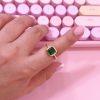 30025 - Anillos Rodio cristal verde