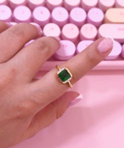 30025 - Anillos Rodio cristal verde